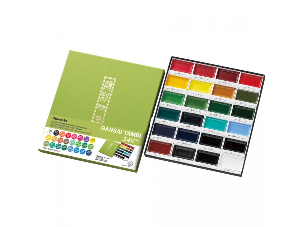Kuretake Gansai Tambi - Ricarica Acquerello N. 504, Colore Verde E Grigio, Pittura Giapponese - 5