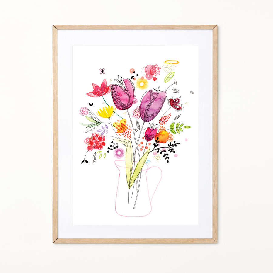 Váza s tulipány - tisk A4
